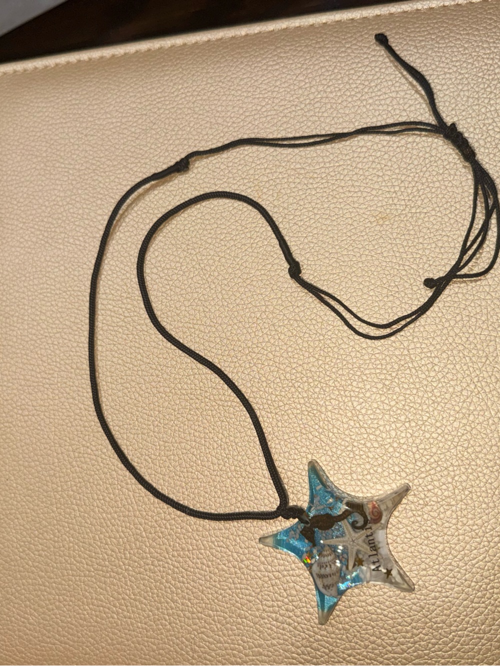 Blue Star Resin Pendant Necklace with Black Cord
